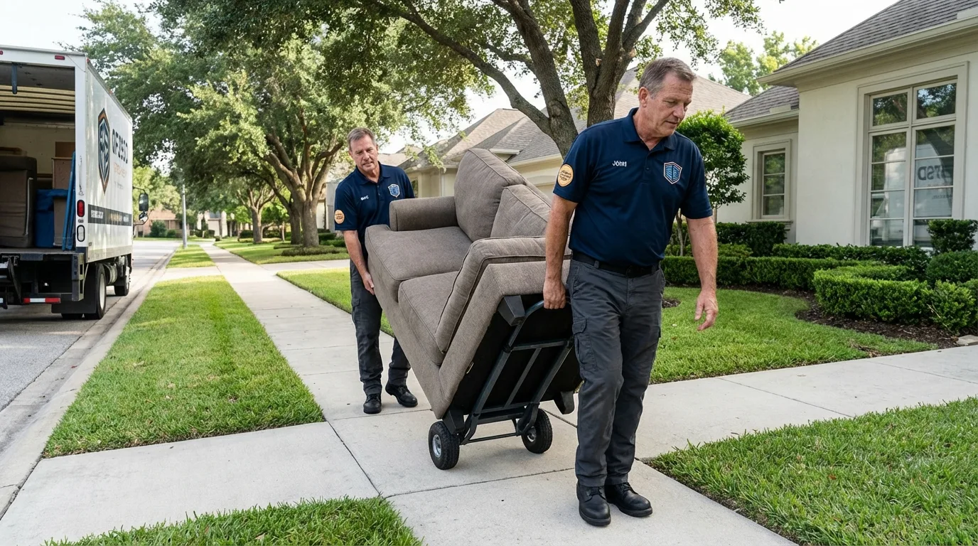 Local residential moving crew loading furniture in Bay Springs, MS