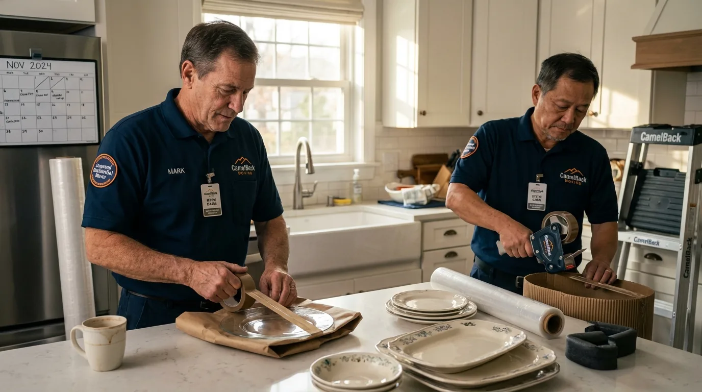 Professional crew packing kitchen dishware in Bay Springs, MS